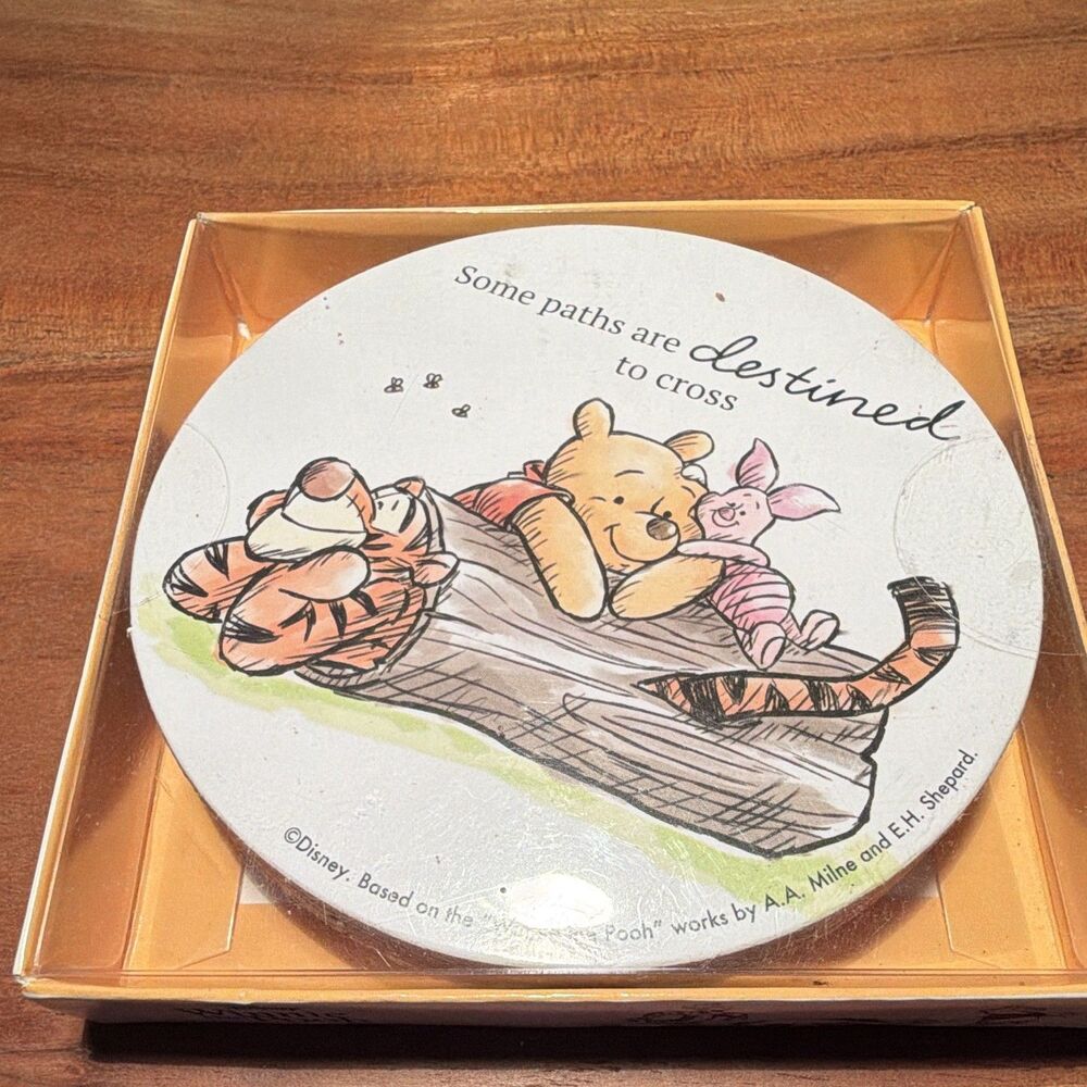 Disney Winnie the Pooh Vintage/Retro Round Cork-Backed Coaster Set of 4, 4"